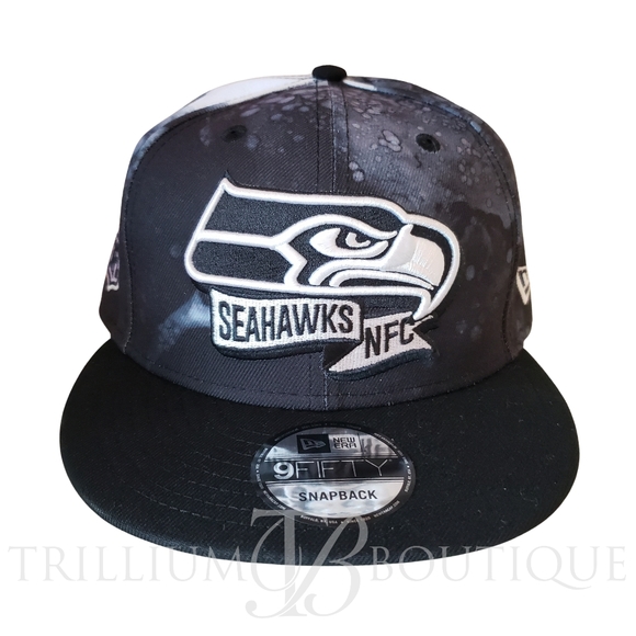 New Era Hat Cap Seattle Seahawks Sideline Ink Dye 9Fifty Black Adjustable NFL - Picture 1 of 7